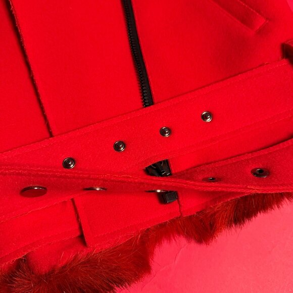 MSGM Red Wool Biker Jacket – Italian Designer Statement Coat – Size US Small - Picture 8 of 13